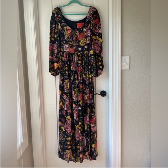 La DoubleJ Wanderlust Lace-Up Devoré Devore Velvet Maxi Dress Size XS - Picture 9 of 15
